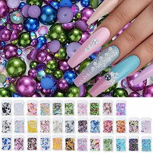 Напівкруглі перлини для нігтів з плоскою задньою стороною synthetic.ua - Фото 1