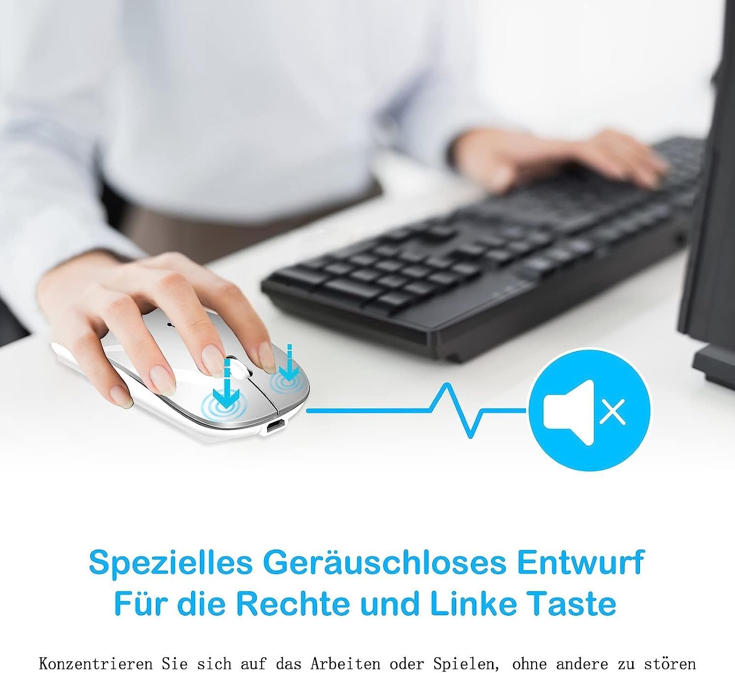 Мышь Беспроводная для ноутбука Перезаряжаемая, Портативная 2.4 GHz с USB/USB-C Двумя Приемниками для компьютера, фото №6