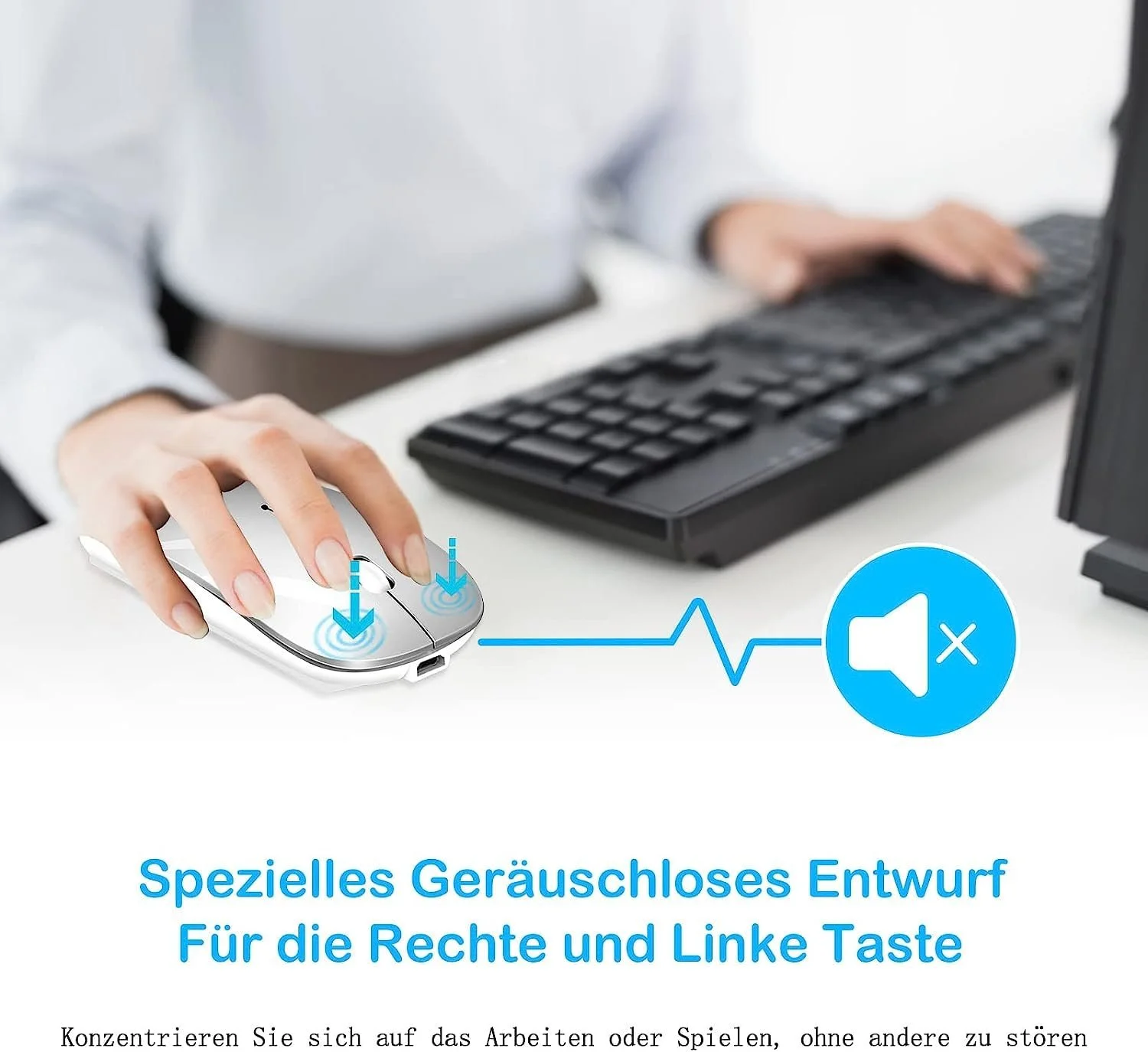 Мышь Беспроводная для ноутбука Перезаряжаемая, Портативная 2.4 GHz с USB/USB-C Двумя Приемниками для компьютера, фото №6 Мышь Беспроводная для ноутбука Перезаряжаемая, Портативная 2.4 GHz с USB/USB-C Двумя Приемниками для компьютера, фото №6