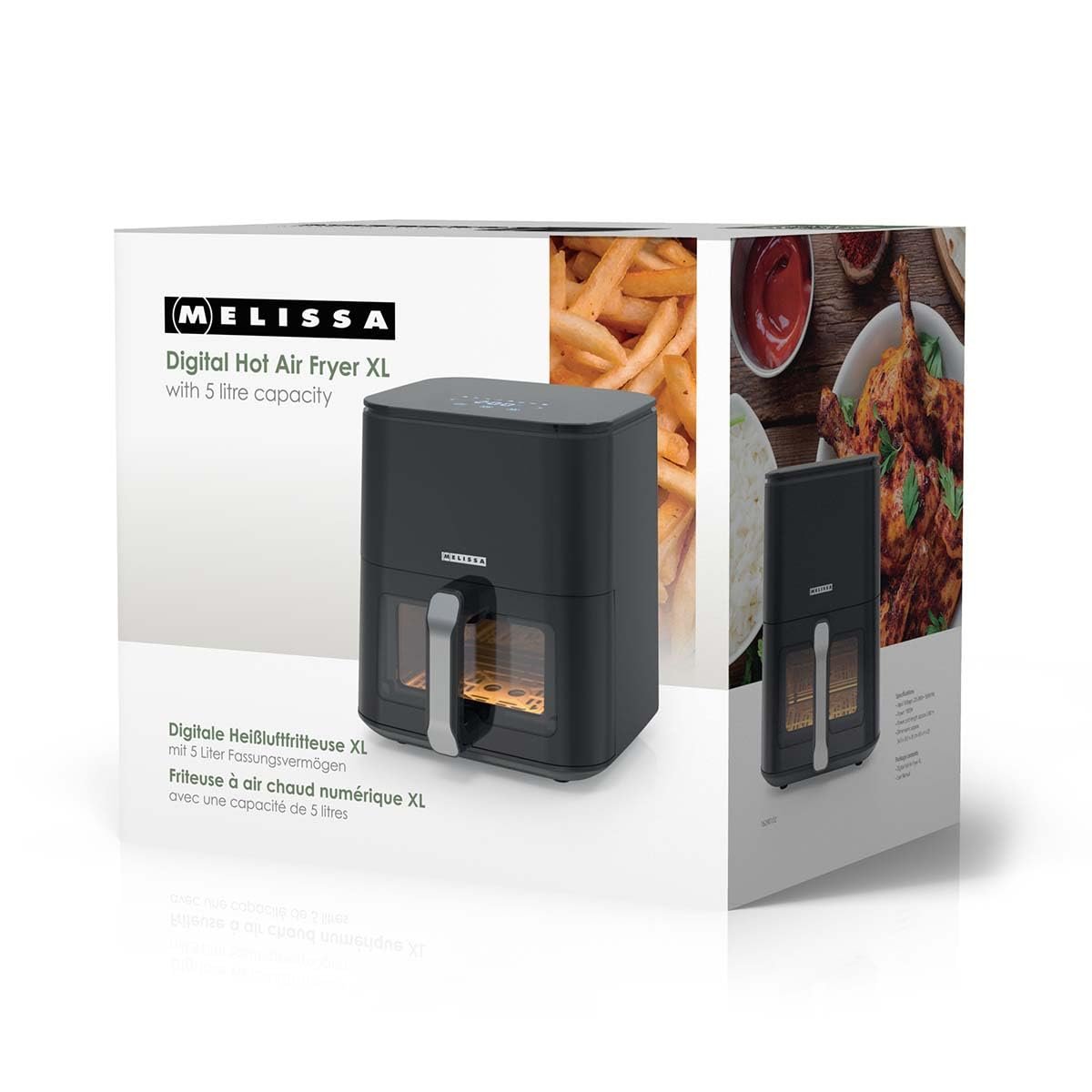 Мультипіч Melissa Digital Hot Air Fryer XL 5 л 8 програм Таймер 60 хв Сенсорний екран Оглядове вікно Чорна, фото №12 Мультипіч Melissa Digital Hot Air Fryer XL 5 л 8 програм Таймер 60 хв Сенсорний екран Оглядове вікно Чорна, фото №12