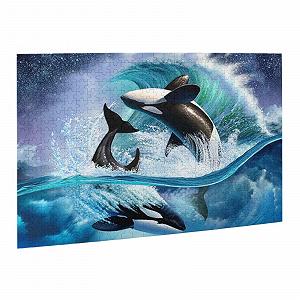 Пазл деревянный Orca Killer Whales Waving 500 деталей 38 х 52 см synthetic.ua - Фото 1