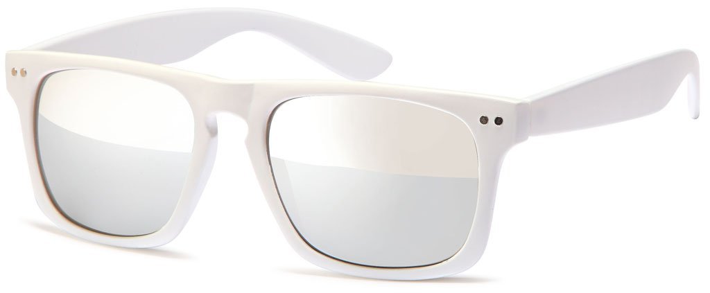 Солнцезащитные очки Wayfarer Chic-Net винтажные в стиле Nerd с зеркальными линзами 400 UV белые в прозрачной оправе с белыми точками, фото №1