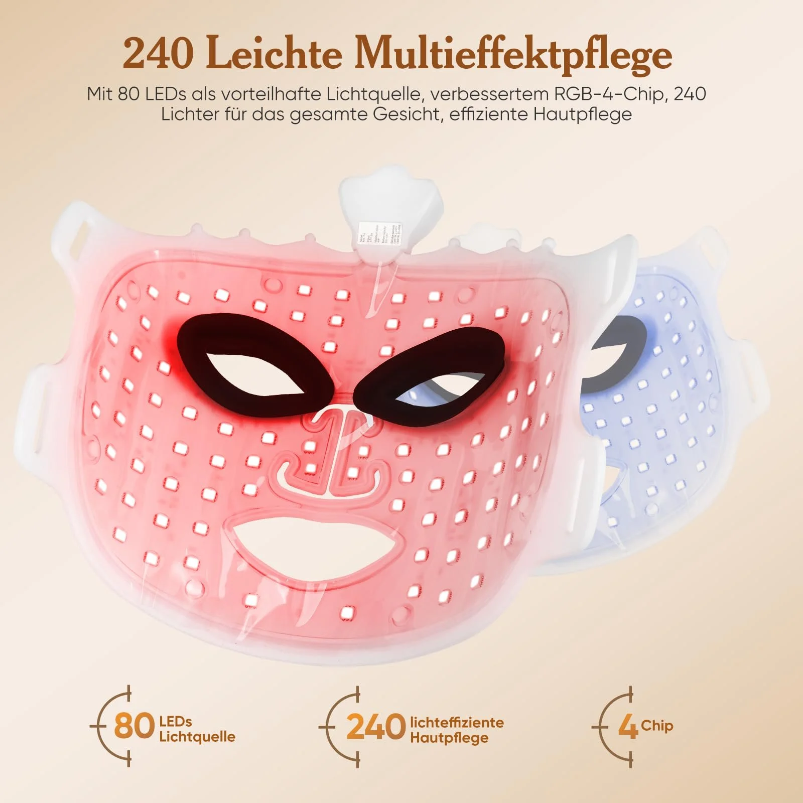 LED Маска для лица Светотерапия с красным светом, 7 цветов, против морщин, фото №3