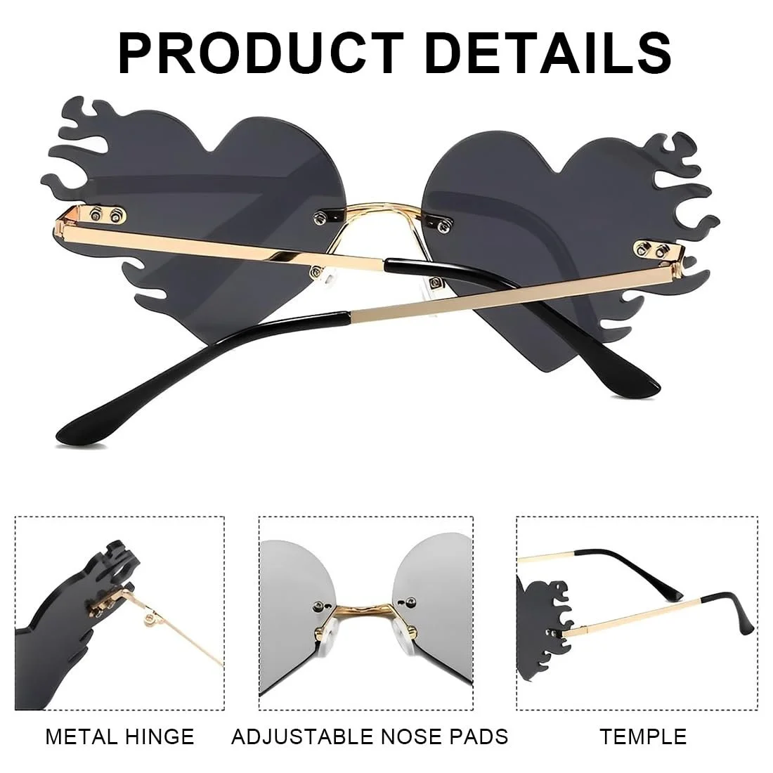 Сонцезахисні окуляри у формі серця FMYODWU, 2 пари, поляризовані, вінтажні, фото №3