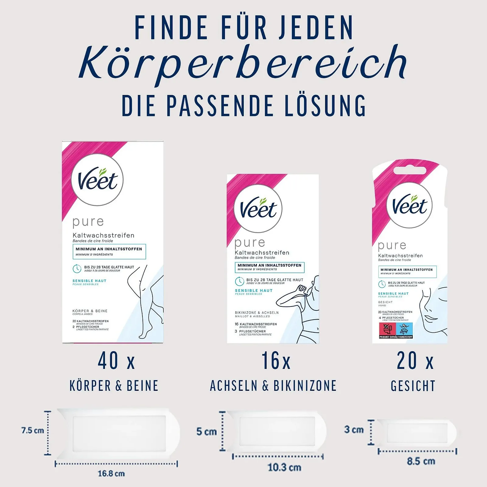 Воскові смужки Veet Pure Cold Wax Strips Easy-Gelwax Technology 40 шт., фото №8