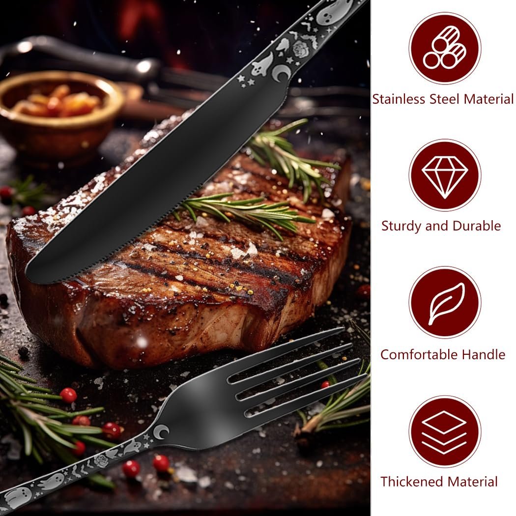 Набор столовых приборов XIAOYU Хэллоуин Череп, Черный, фото №4 Набор столовых приборов XIAOYU Хэллоуин Череп, Черный, фото №4