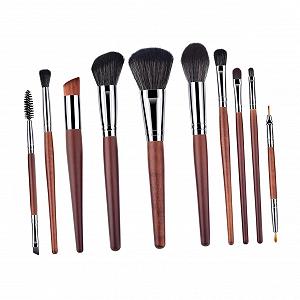 Набор кистей для макияжа minkissy 10 шт. Кисть для пудры Профессиональные кисти для макияжа Косметические кисти Кисти для макияжа для женщин Основные деревянные кисти для теней - Фото 1