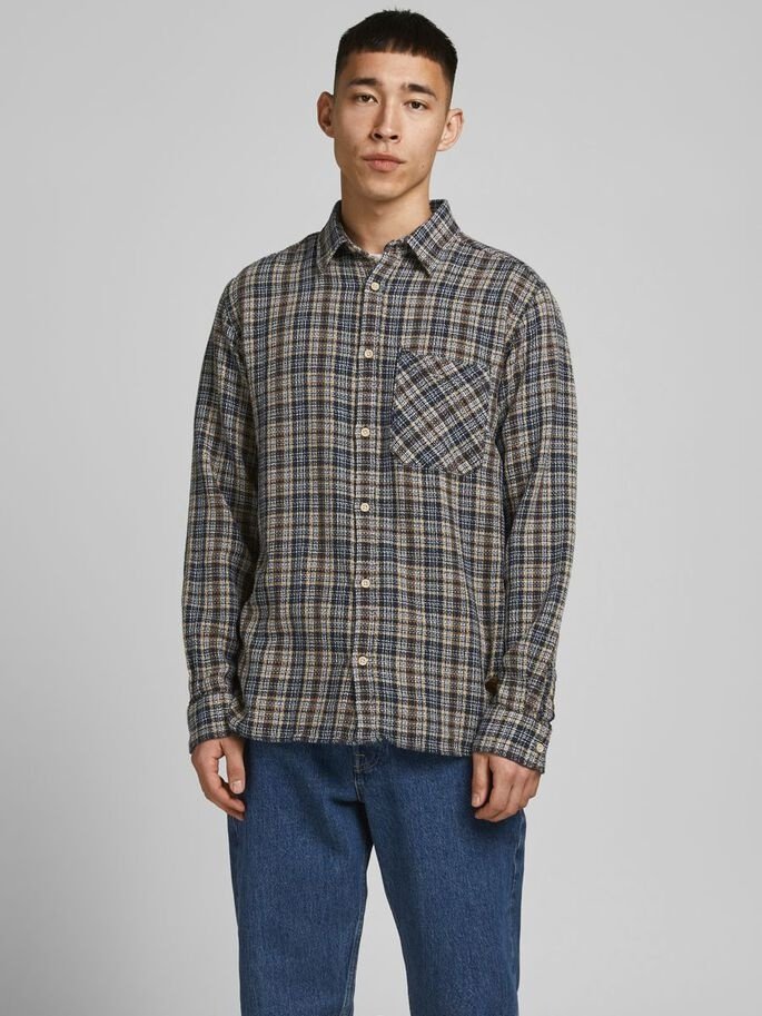 Рубашка Jack&Jones CHECK LS 12191200- Blazer-Checks Slim Темно-синий L, фото №1
