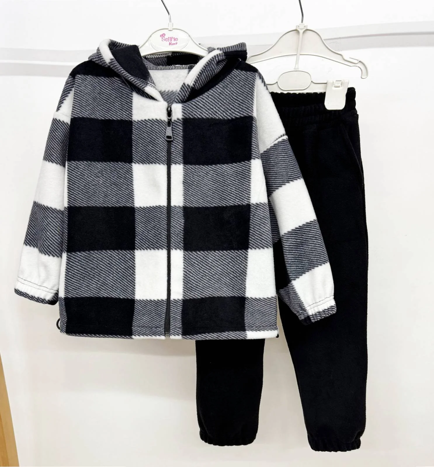 Теплий костюм клітинка фліс дитячий від 98 до 158 см флісовий костюм у клітинку для хлопчиків та дівчат, фото №5