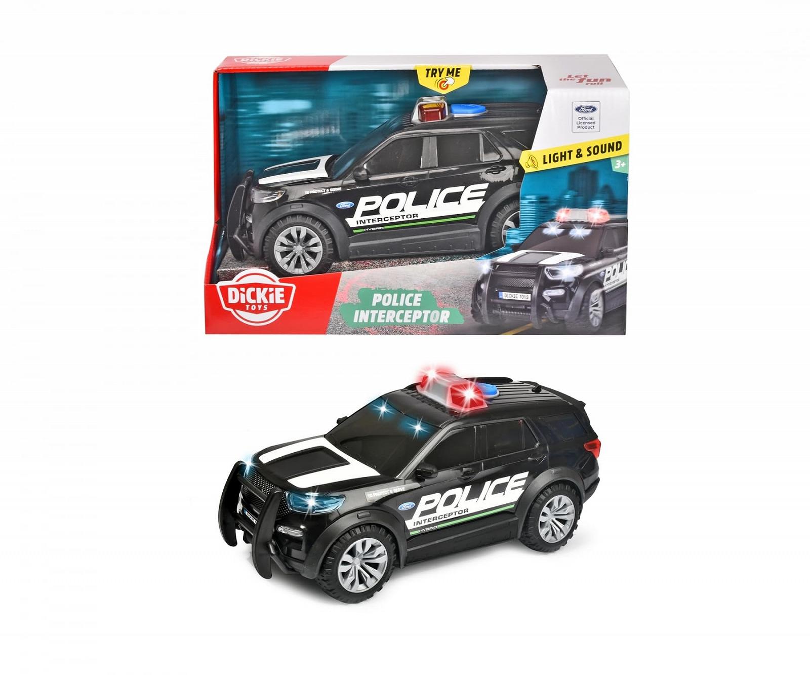Машинка Dickie Toys Ford Interceptor XL Полицейский внедорожник - 25 см Полицейская машина 1:18 с свободным ходом, мигалкой и сиреной для детей от 3 лет +, фото №3