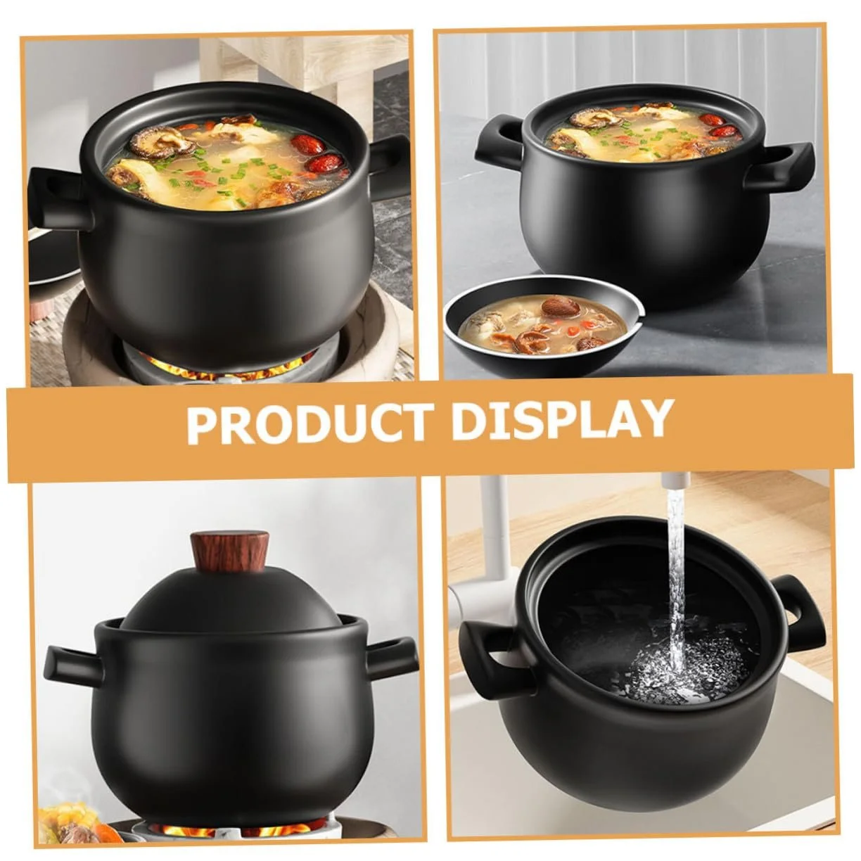 Кастрюля-керол керамическая многофункциональная для газовых плит большая, фото №5