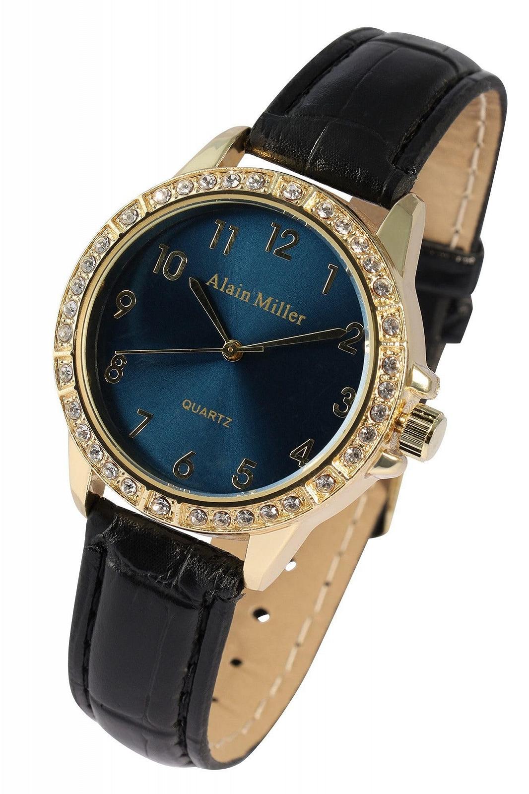Женские часы Alain Miller Ремешок из искусственной кожи 22,23 см Черный/Золотой, фото №4