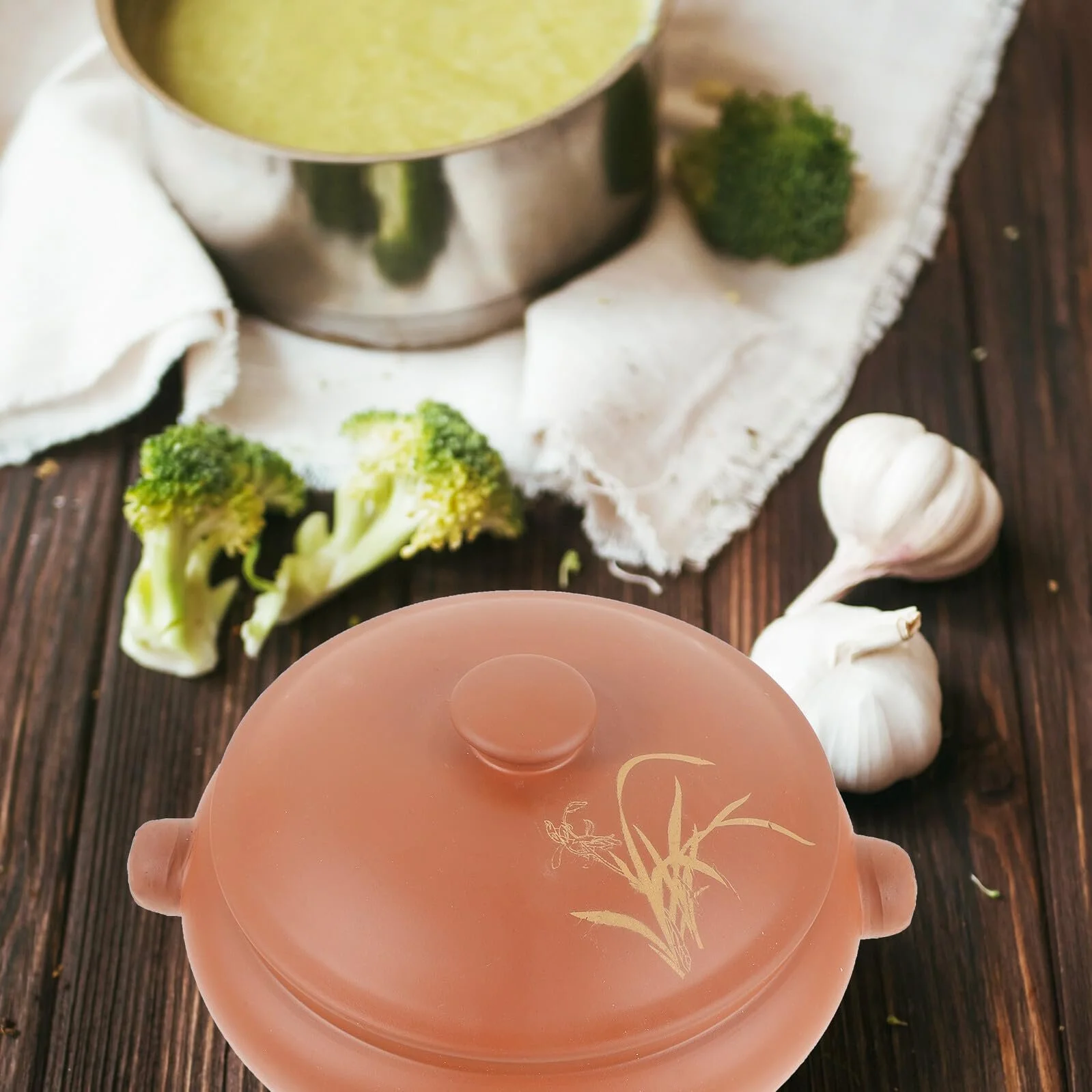 Кастрюля-пароварка VALICLUD керамическая термостойкая с крышкой для овощей и мяса, фото №2