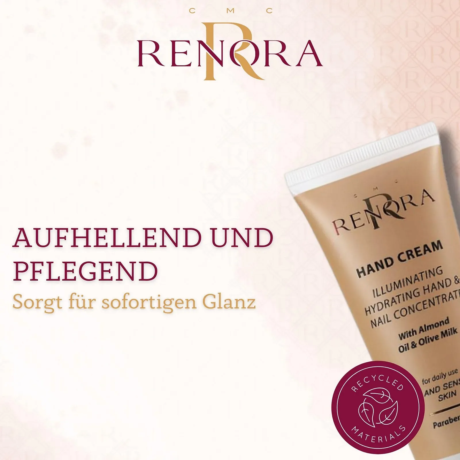 Крем для рук Renora I Brightening, Зволожуючий концентрат для рук та нігтів, з органічною лляною, мигдальною та оливковою олією, 75 мл, фото №2 Крем для рук Renora I Brightening, Зволожуючий концентрат для рук та нігтів, з органічною лляною, мигдальною та оливковою олією, 75 мл, фото №2