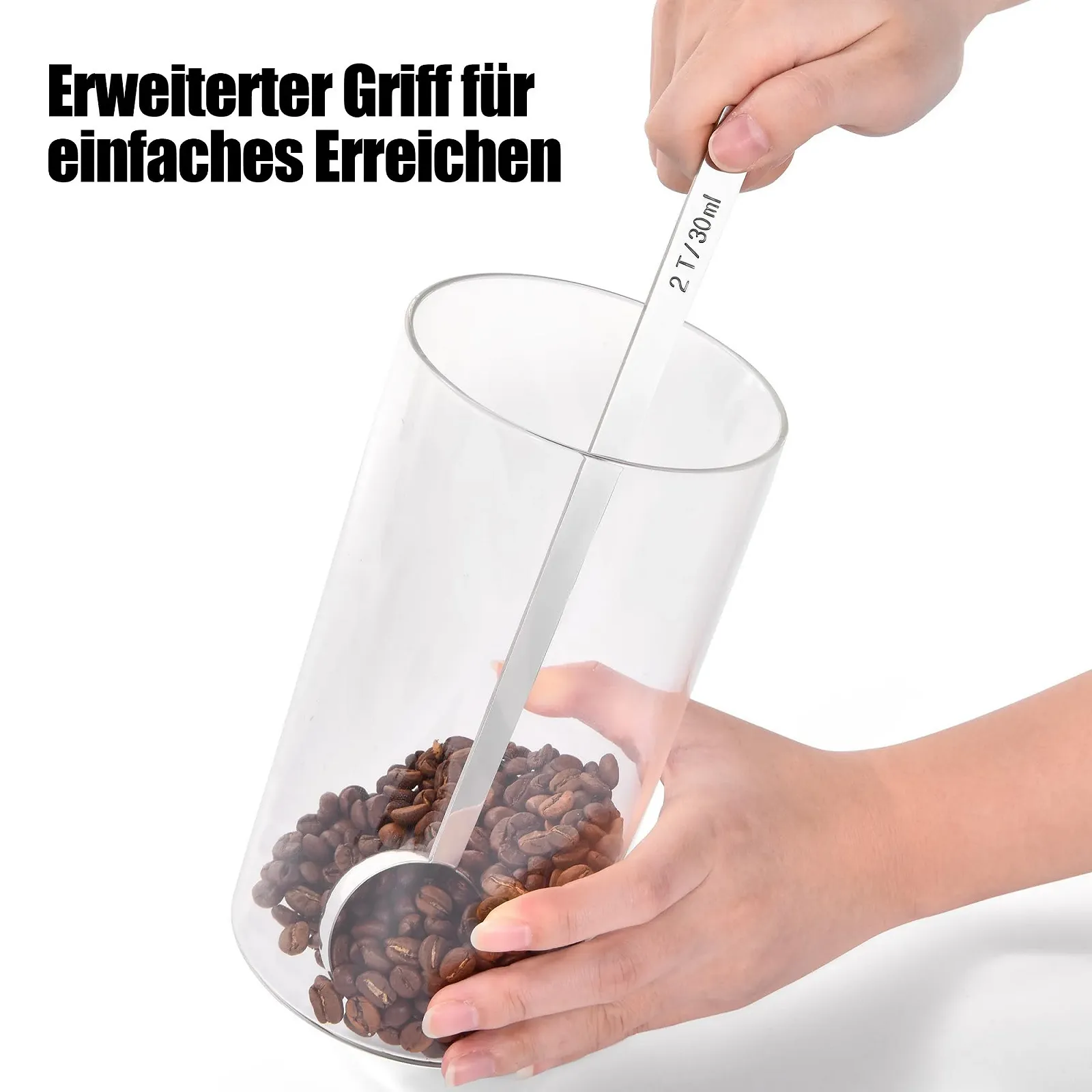 Ложка для кави довга Doosu, 18/8 нержавіюча сталь, мірна ложка з довгою ручкою 25 см, фото №5