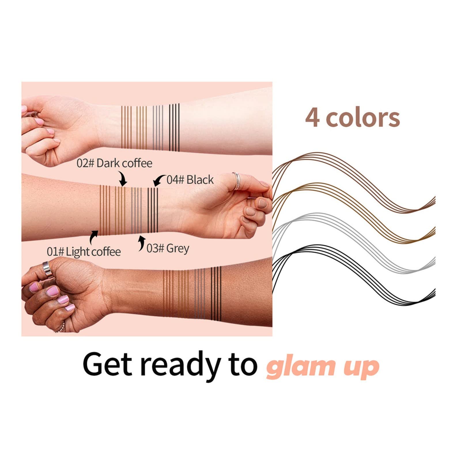 Пудра для бровей Водостойкая, устойчивая к поту и без слипания, Карандаш для диких бровей с четырьмя зубцами 0.4 мл Коричневый (розовое золото, один размер), фото №5