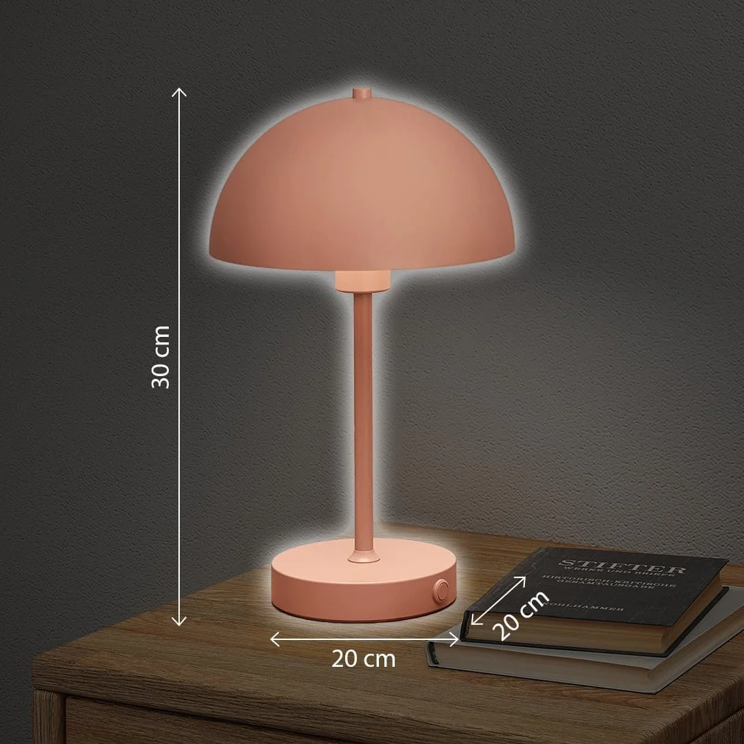 Настольная лампа skølm Aeriala LED аккумуляторная сенсорная в форме гриба металлическая терракотовая, фото №7