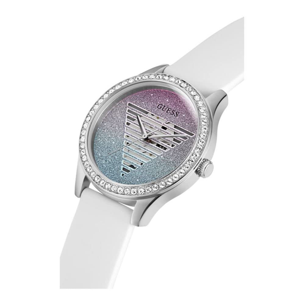 Годинник Guess жіночий 38 мм, білий ремінець, білий циферблат, корпус золотистого кольору, фото №4