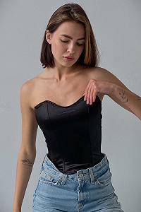 Корсет жіночий бюстьє чорного кольору Without на жорстокому каркасі ціна на synthetic.ua - Фото 1 Корсет жіночий бюстьє чорного кольору Without на жорстокому каркасі synthetic.ua - Фото 1