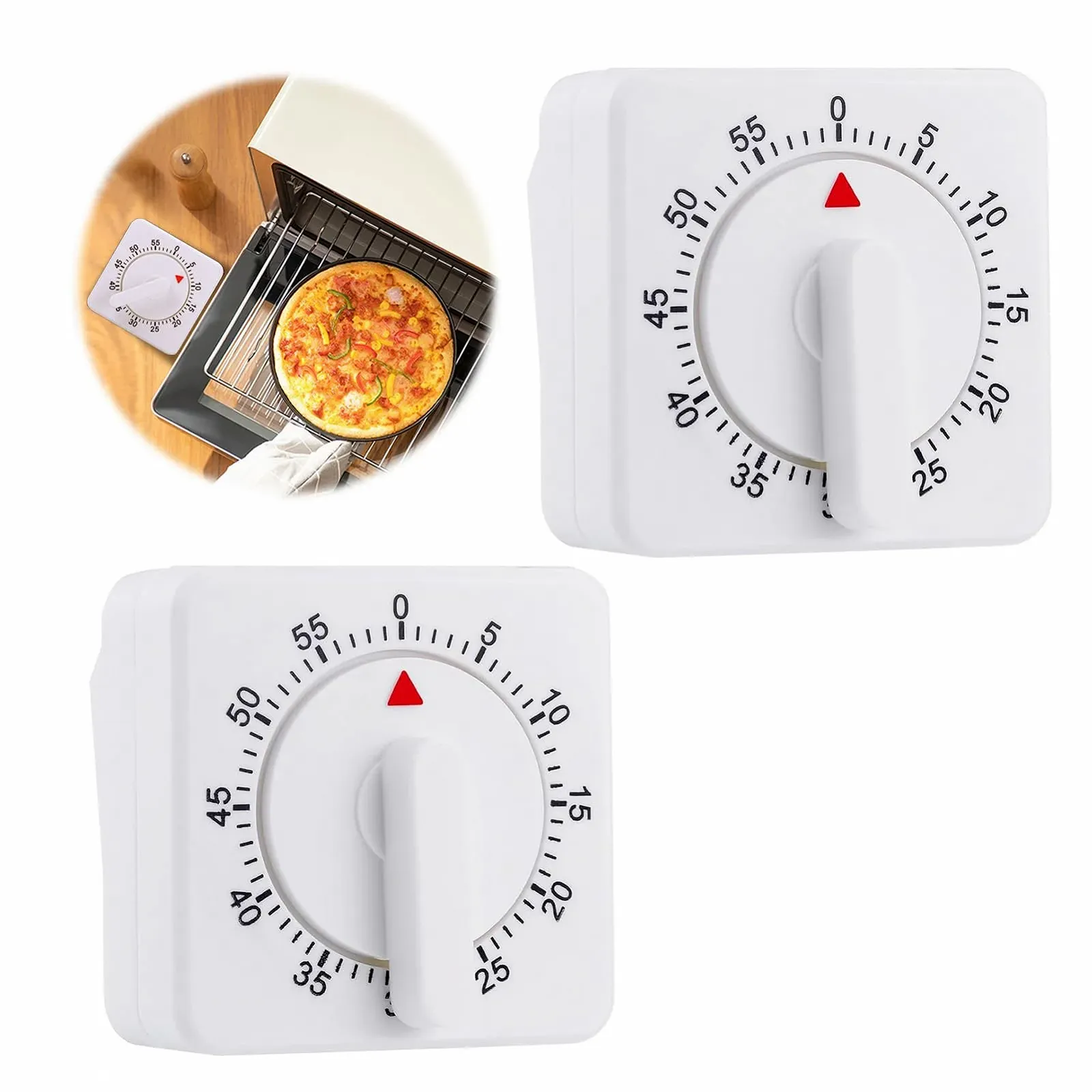 Механический кухонный таймер для яиц Набор 2 шт. 60 минут Белый, фото №1 Механический кухонный таймер для яиц Набор 2 шт. 60 минут Белый, фото №1