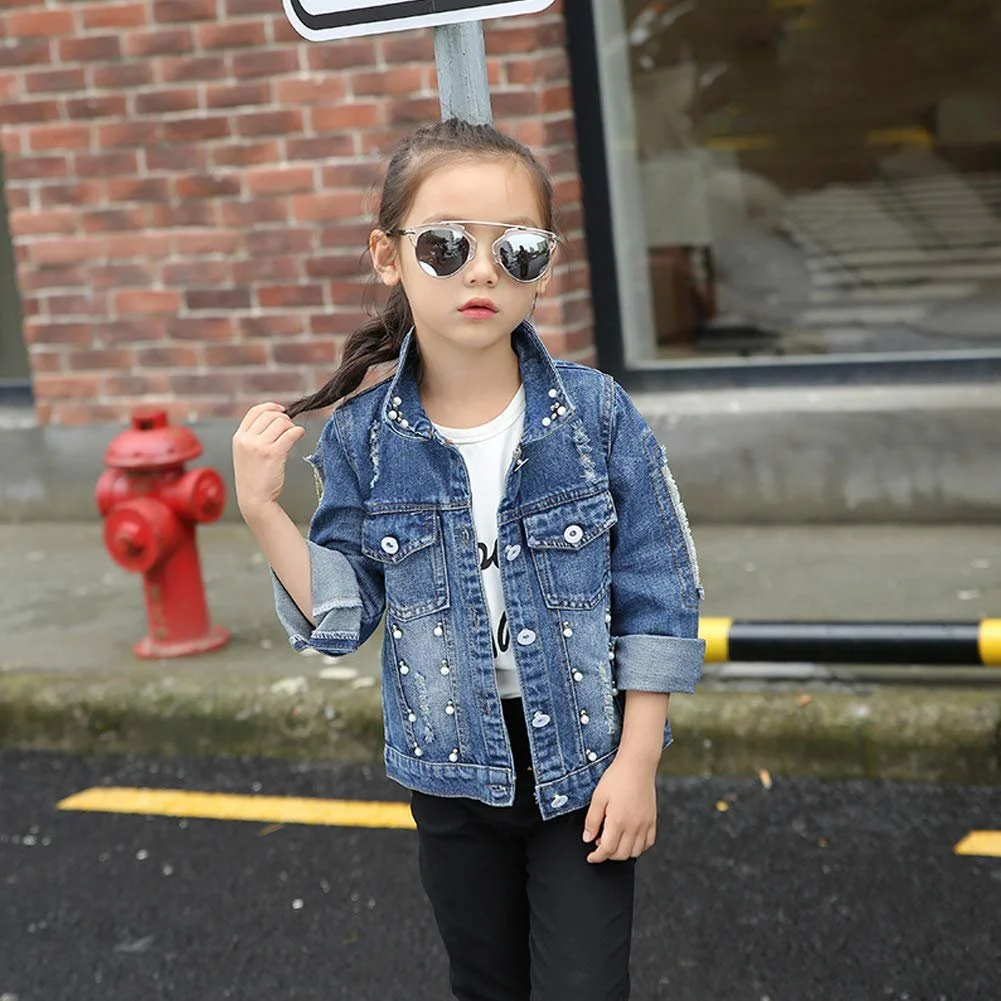 Джинсова куртка для дівчаток LSHEL з довгими рукавами, метелики, перехідна куртка з паєтками, фото №2