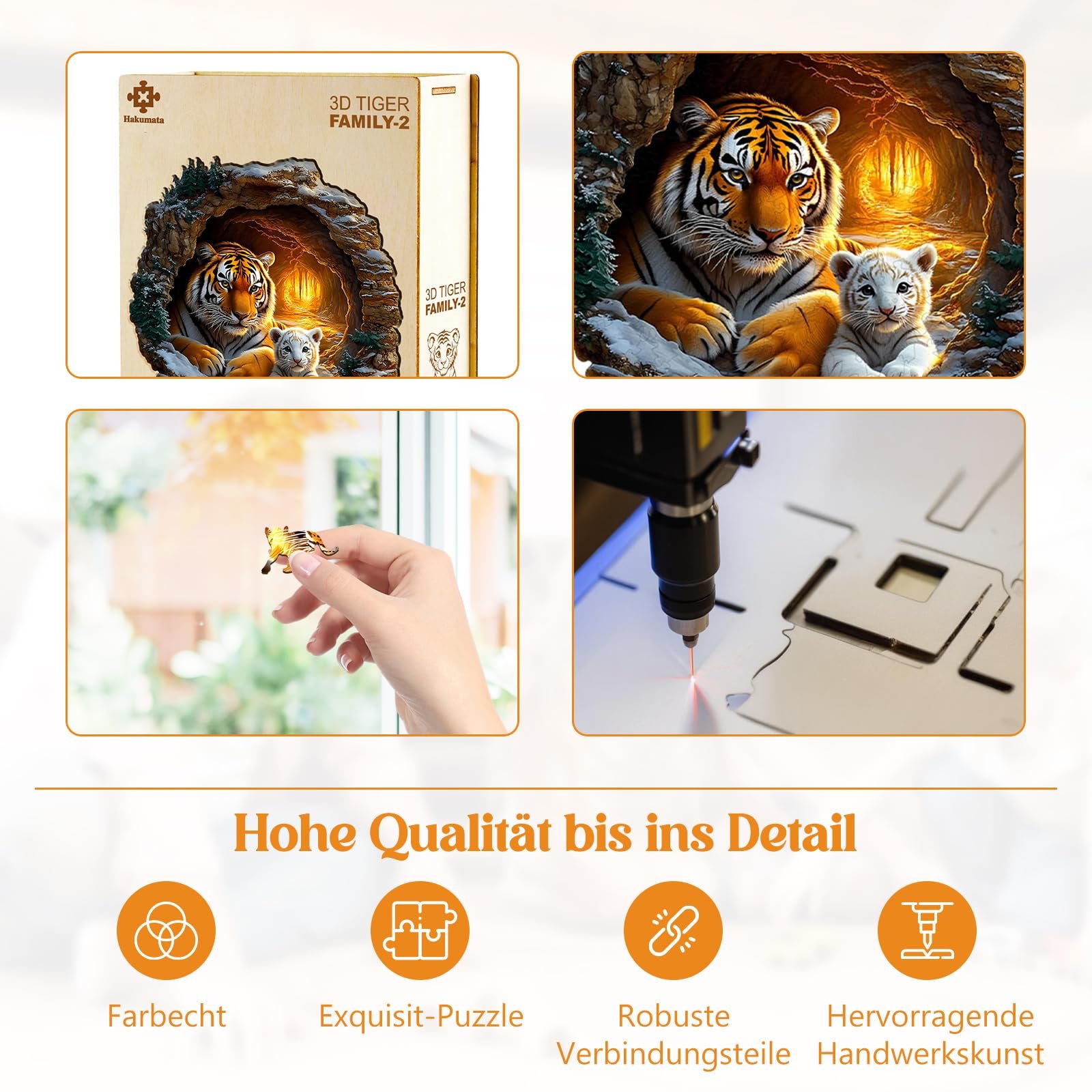 Деревянный 3D пазл Tiger Family 200 деталей, фото №3