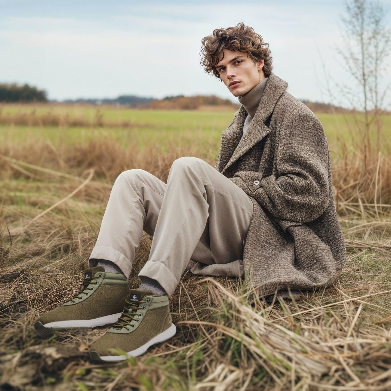 Кросівки GIESSWEIN Wool High Top Чоловічі - Зимові Кросівки з вовни мериноса для чоловіків, утеплені зимові Кросівки для вулиці з вовни мериноса, фото №3
