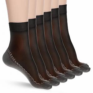 Чулки Yolev 12 пар женских коротких шелковых чулок, тонкие чулки, нейлоновые носки, прозрачные нейлоновые носки с нескользящей хлопковой подошвой, один размер - Фото 1