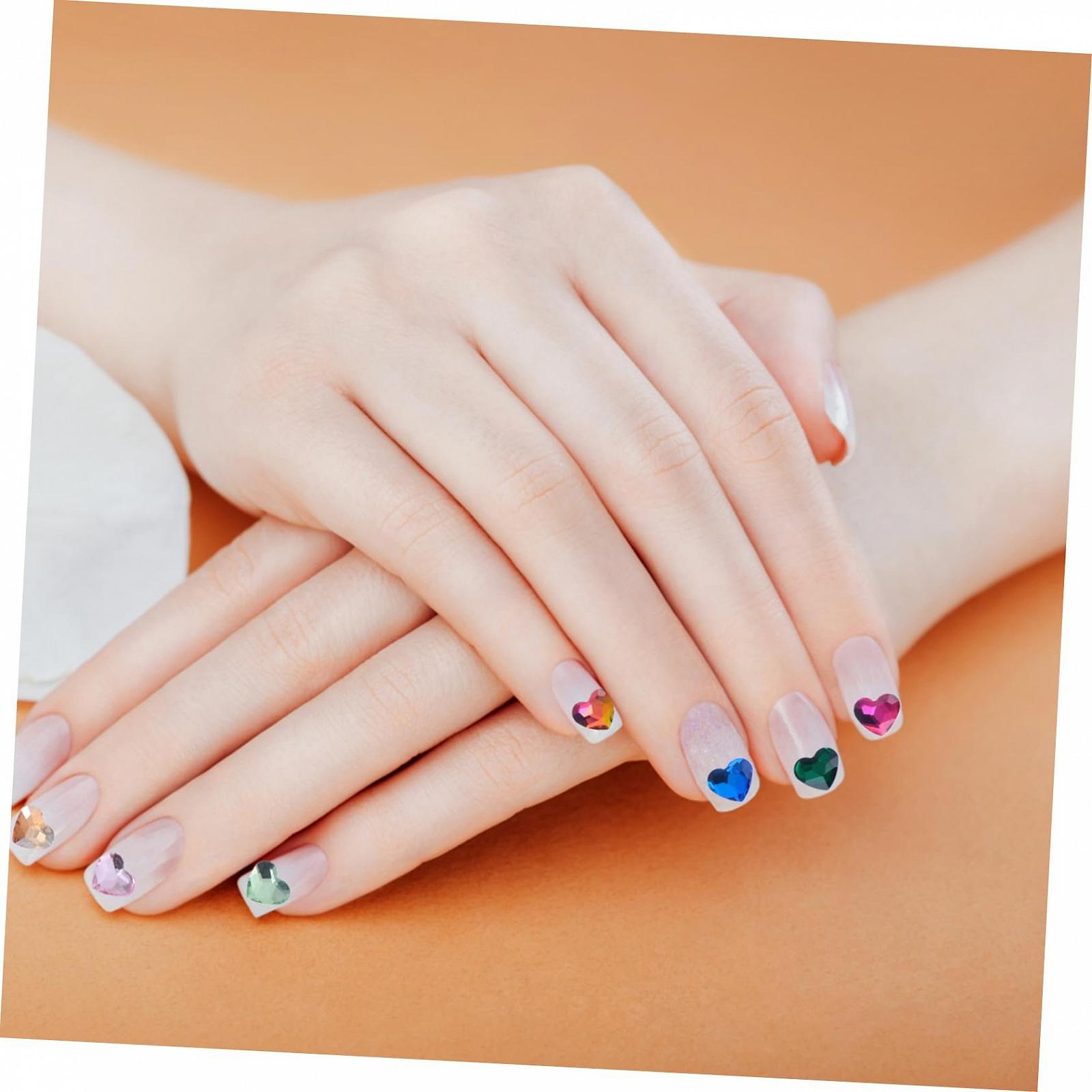Стразы для ногтей FOMIYES 100 шт, форма сердца, плоские, для маникюра, блестящие наклейки для ногтей, для салона и домашнего использования, для креативного дизайна ногтей, фото №4