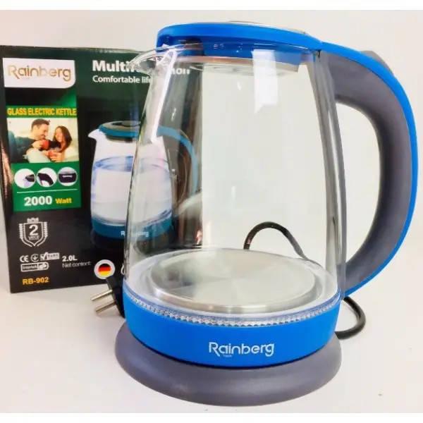 Электрочайник стеклянный Rainberg RB-902 2200 Вт 1.8 л Голубой, фото №1