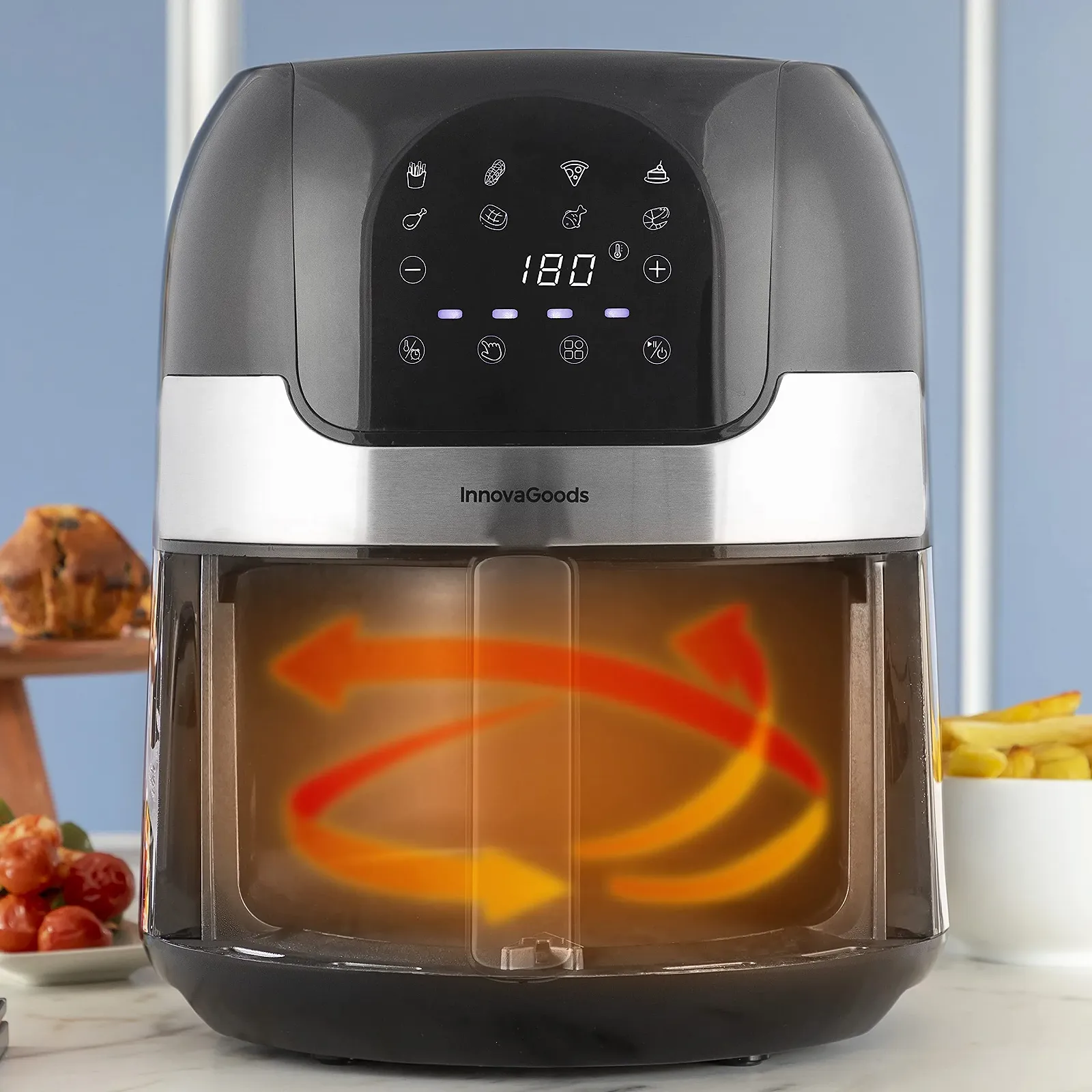 Мультипіч InnovaGoods Fryinn 3500 3.5 л Чорна/Нержавіюча сталь, фото №4 Мультипіч InnovaGoods Fryinn 3500 3.5 л Чорна/Нержавіюча сталь, фото №4