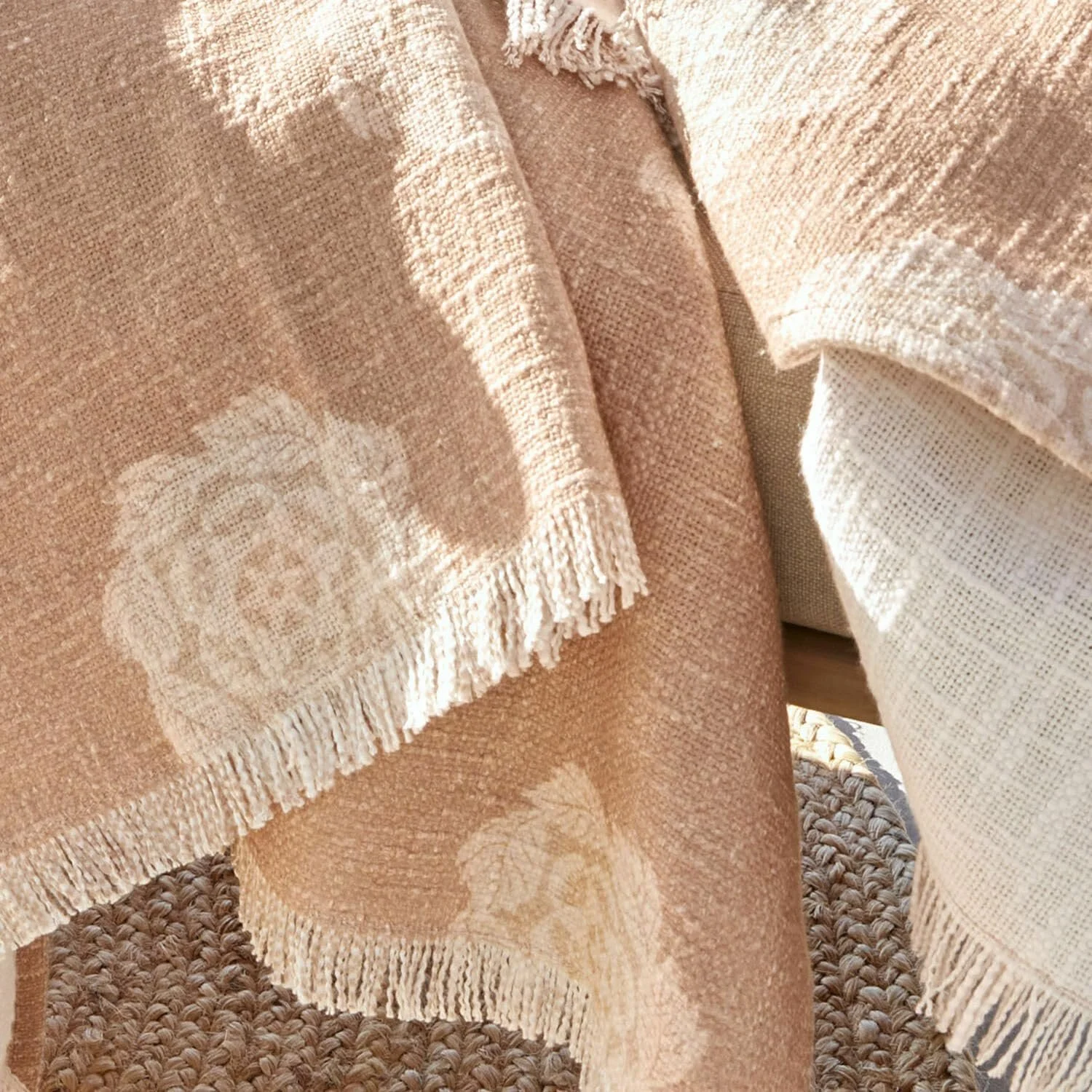 Плед Loberon Belvienne, Рожевий/Кремовий, фото №3