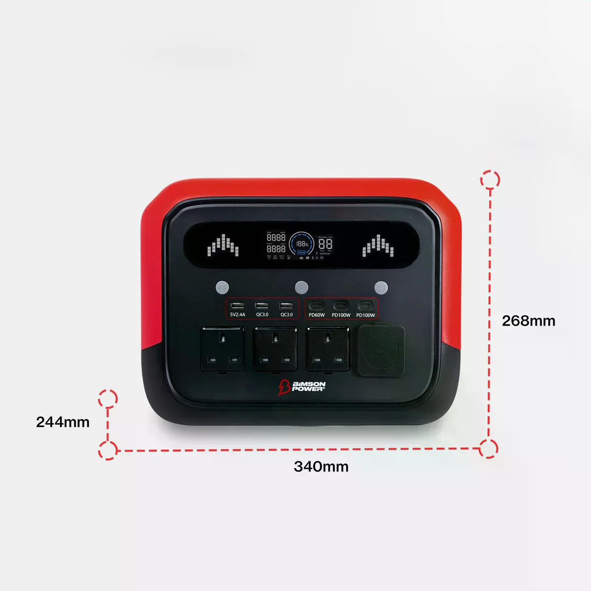 Зарядна станція Bimson Power BP1200PPS 2400 Вт / 1200 Вт / 1024 Вт*год / LiFePO4 / Швидка зарядка, фото №4