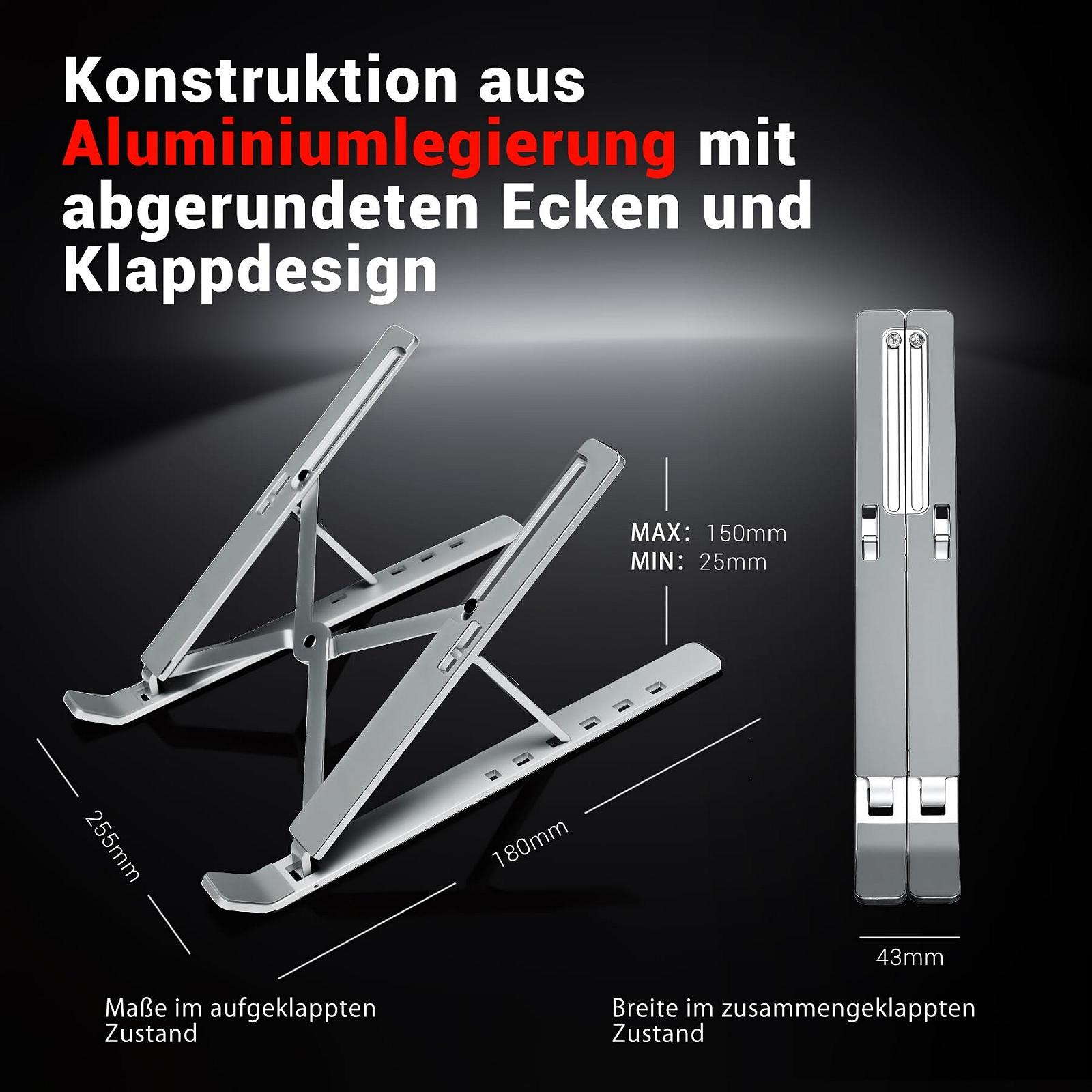 Підставка для ноутбука, охолоджуюча підставка для комп'ютера, 6 регульованих кутів, алюмінієва, складна, портативна, фото №5 Підставка для ноутбука, охолоджуюча підставка для комп'ютера, 6 регульованих кутів, алюмінієва, складна, портативна, фото №5