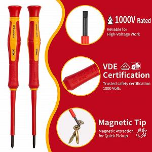 Набор изолированных прецизионных отверток XOOL 6 предметов 1000V VDE Phillips Slotted Magnetic Tips synthetic.ua - Фото 1