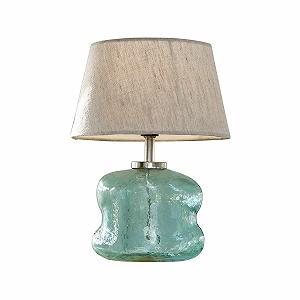 Настільна лампа LOBERON Rufino ручне видування скло бавовна синій/бежевий synthetic.ua - Фото 1