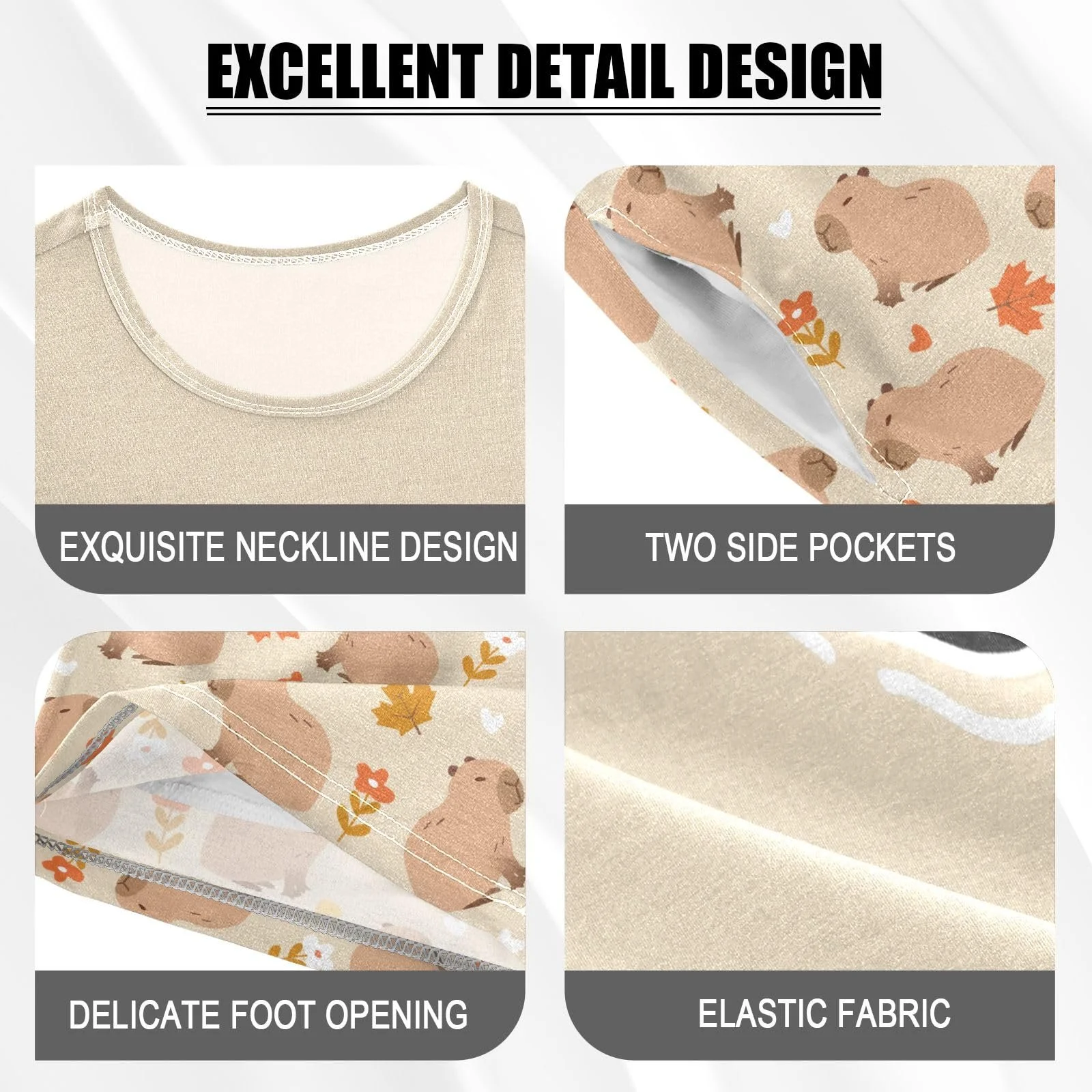 Комплект піжами Дитячий Mnsruu Капібара з короткими рукавами Бавовна для хлопчиків, фото №4