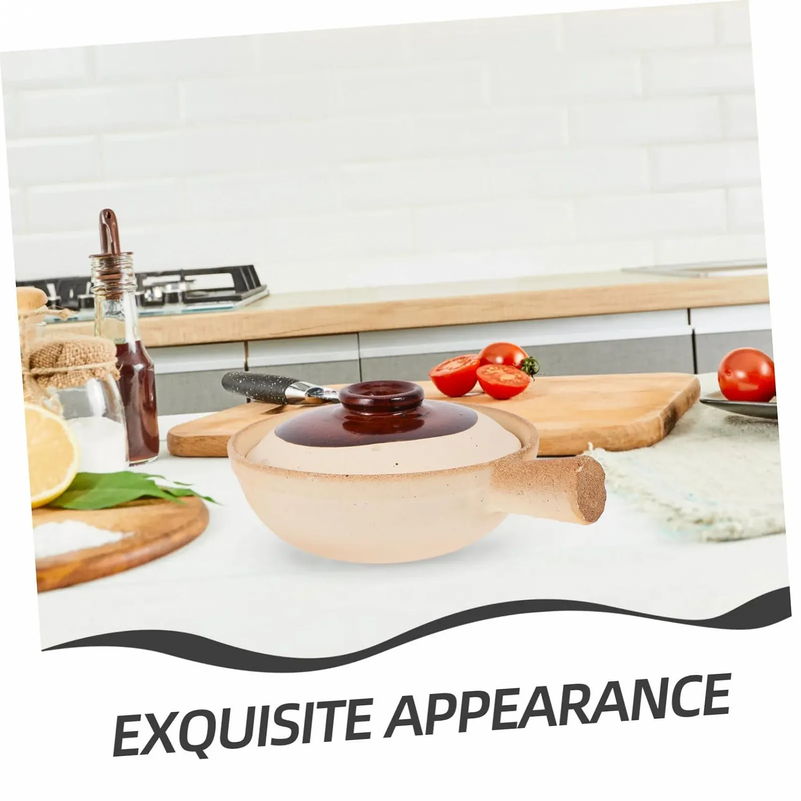 Кастрюля Керамическая с крышкой Терракотовая для супов тушения и пасты Термостойкая, фото №4