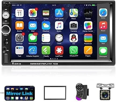 Автомагнітола Podofo / 7" / Сенсорна / Bluetooth / USB / AUX / FM / TF slot / 2DIN, фото №1