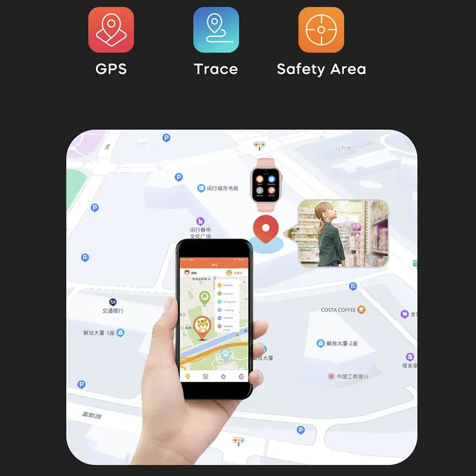 Смарт-часы детские LEMFO K20 4G с камерой WI-FI GPS SIM-карта GEO забор силиконовый ремешок Black 16740, фото №7