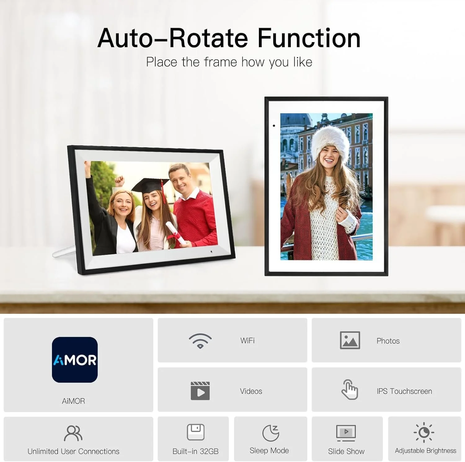 Цифровая фоторамка Humblestead 10.1 дюйма 32 ГБ WiFi 1280x800 HD Touchscreen White, фото №2