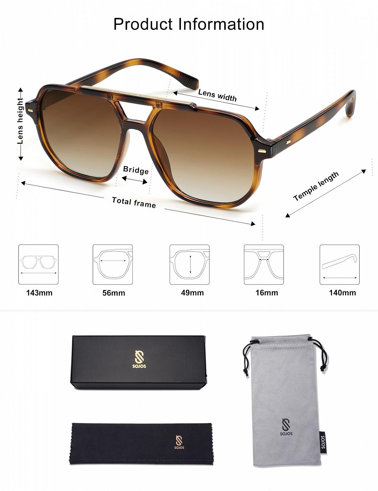 Сонцезахисні окуляри Unisex Retro Vintage Polarised Square Cool Rectangular 70s UV400 Protection Classic Unisex Outdoor Modern SOJOS SJ2283, фото №6