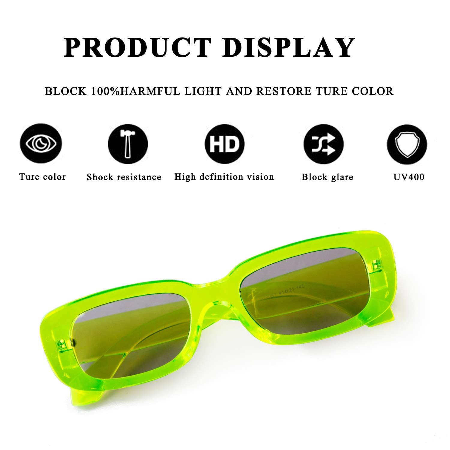 Сонцезахисні окуляри Прямокутні Laurinny Мода 90-х Широка Квадратна оправа Ретро, фото №7