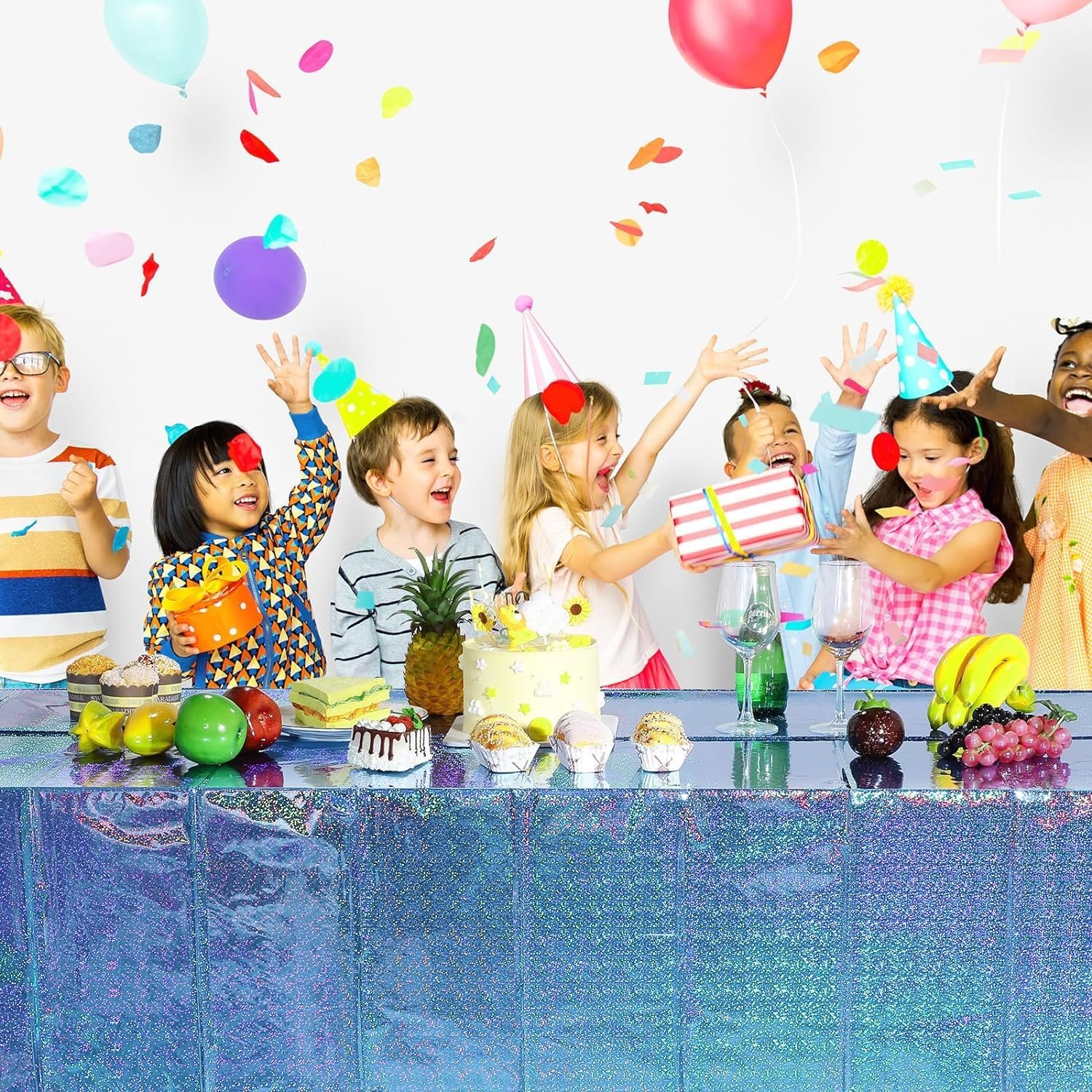 Скатертина Party Glitter Прямокутна Пластикова Одноразова 137 x 274 см 2 шт. Gold, фото №5