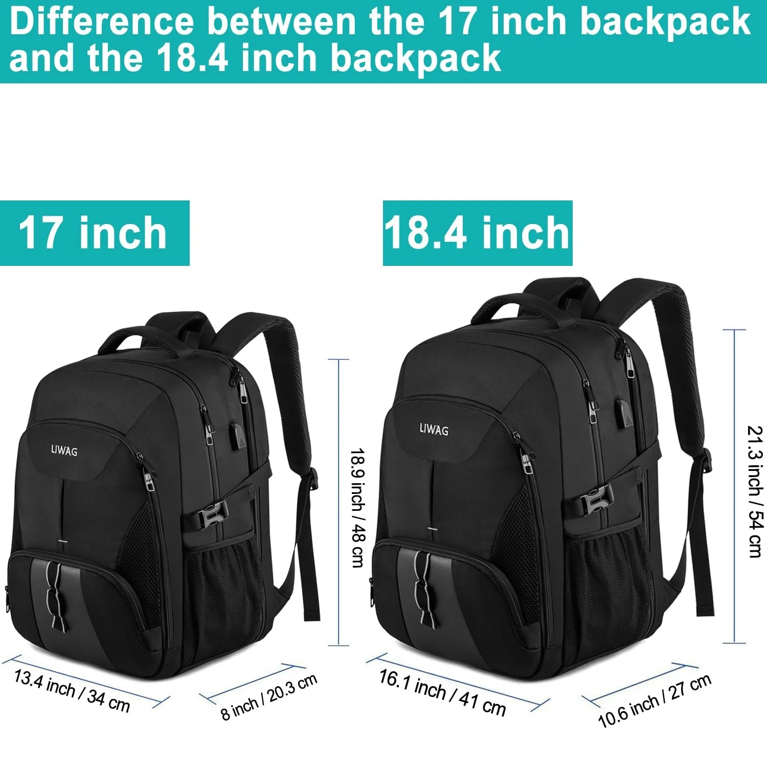 Рюкзак для ноутбука 18.4" 55 л USB Водонепроникний Black, фото №5