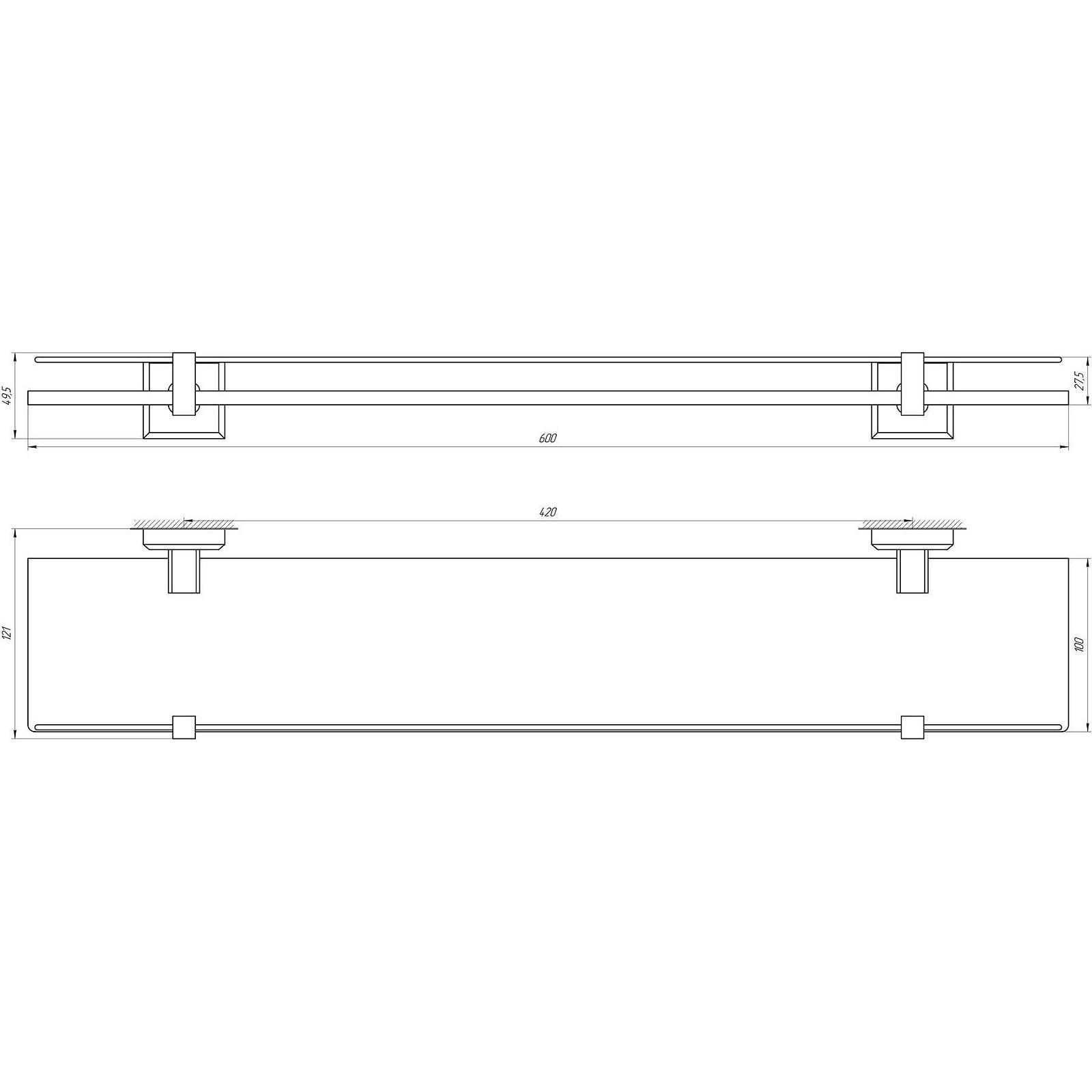 Полиця TOPAZ TKB 9927 скло с бортиком, фото №4