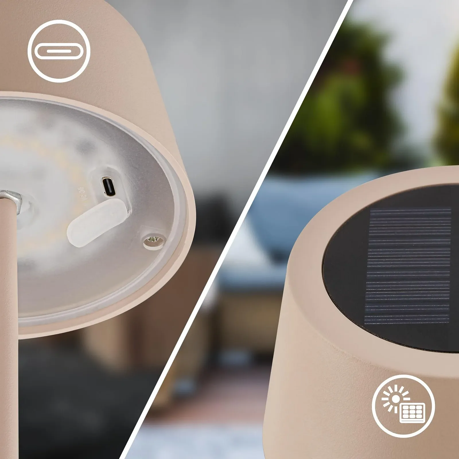 Настольная лампа BRILONER LED Беспроводная IP44 Сенсорная CCT Регулируемая яркость Солнечная батарея 11.5 x 34 см Бежевая, фото №3