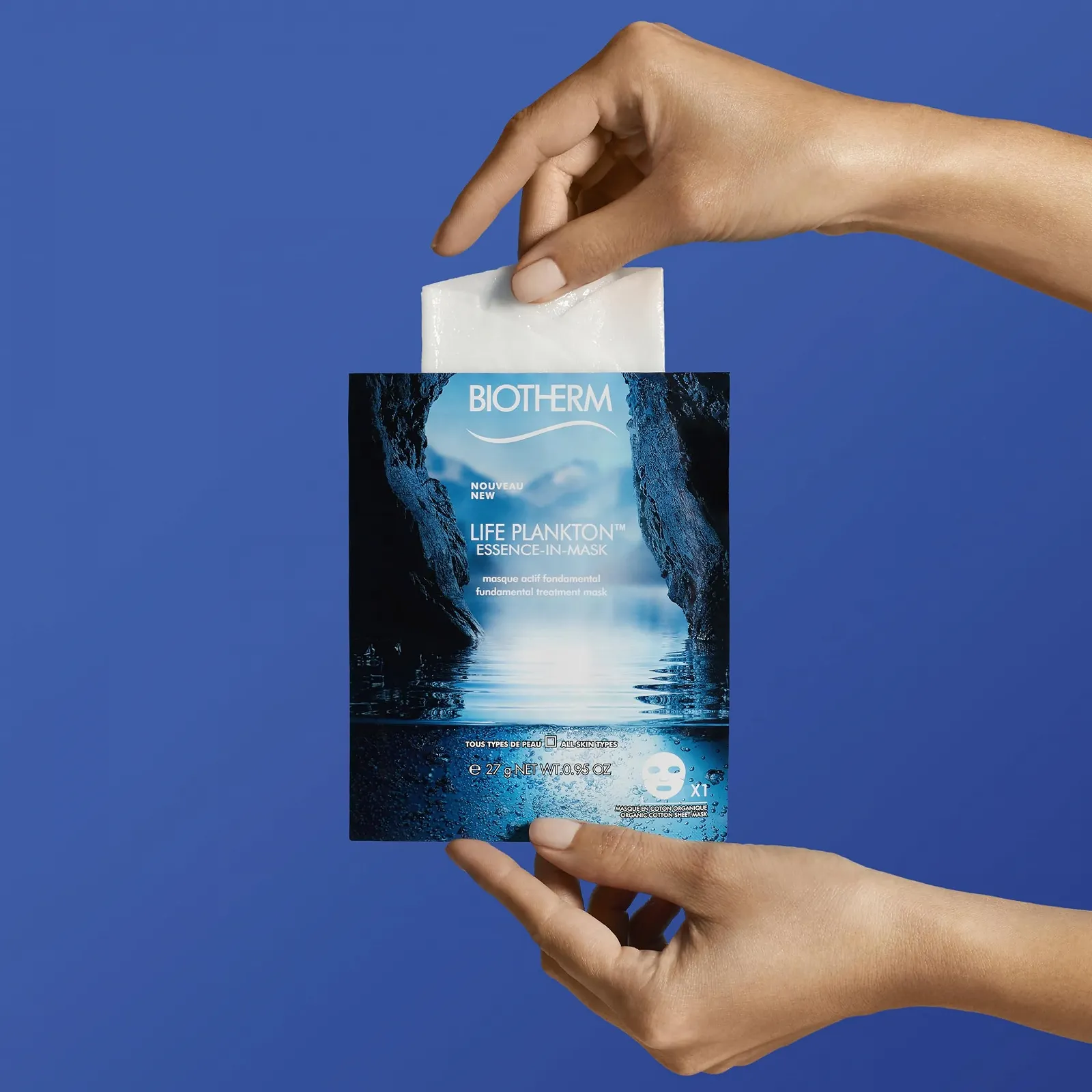 Тканевая маска Biotherm Life Plankton Essence Mask для лица, восстанавливающая питательная маска для ночного использования с Life Plankton, для женщин, для свежего вида, 1 x 27 г, фото №2