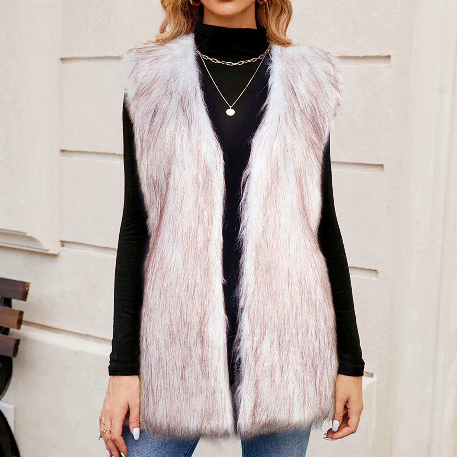 Жилет зі штучного хутра TRIGLICOLEUM Довгий Без рукавів Хутряне пальто, фото №3