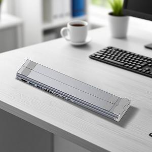 Подставка для ноутбука с USB-портами Регулируемая подставка для планшета Рабочая станция-концентратор - Адаптер 8-в-1 с быстрой зарядкой и функцией охлаждения Для ноутбука ПК для дома synthetic.ua - Фото 1